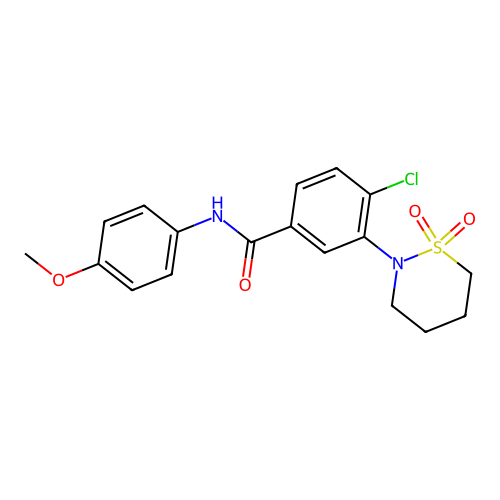 4-chloro-3-(1,1-dioxido-1,2-thiazinan-2-yl)-N-(4-methoxyphenyl)benzamide structure
