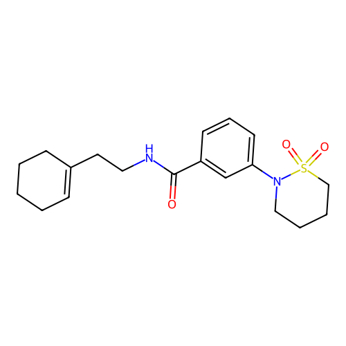 N-(2-(cyclohex-1-en-1-yl)ethyl)-3-(1,1-dioxido-1,2-thiazinan-2-yl)benzamide structure