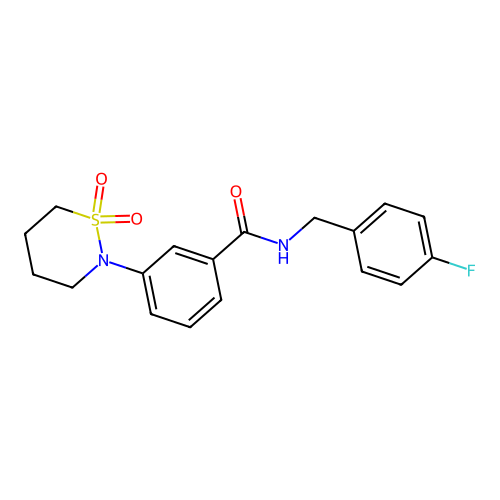 3-(1,1-dioxido-1,2-thiazinan-2-yl)-N-(4-fluorobenzyl)benzamide structure
