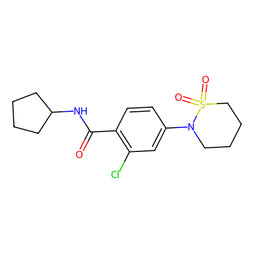 2-chloro-N-cyclopentyl-4-(1,1-dioxido-1,2-thiazinan-2-yl)benzamide structure