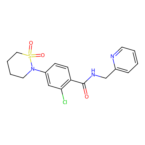 2-chloro-4-(1,1-dioxido-1,2-thiazinan-2-yl)-N-(pyridin-2-ylmethyl)benzamide structure