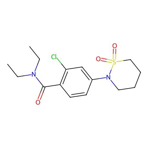 2-chloro-4-(1,1-dioxido-1,2-thiazinan-2-yl)-N,N-diethylbenzamide structure