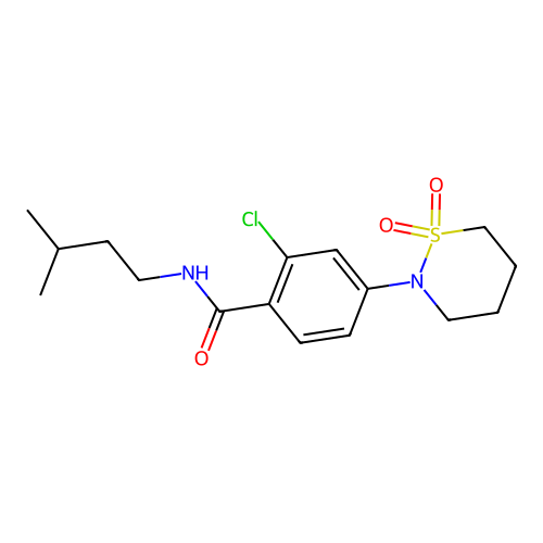 2-chloro-4-(1,1-dioxido-1,2-thiazinan-2-yl)-N-(3-methylbutyl)benzamide structure