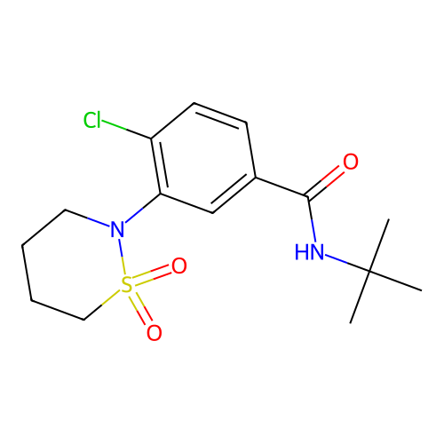 N-tert-butyl-4-chloro-3-(1,1-dioxido-1,2-thiazinan-2-yl)benzamide structure