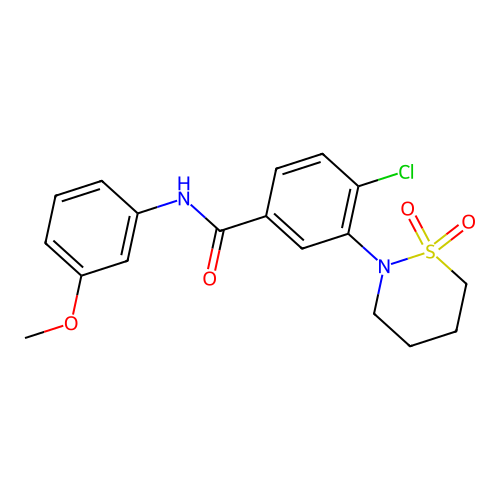 4-chloro-3-(1,1-dioxido-1,2-thiazinan-2-yl)-N-(3-methoxyphenyl)benzamide structure