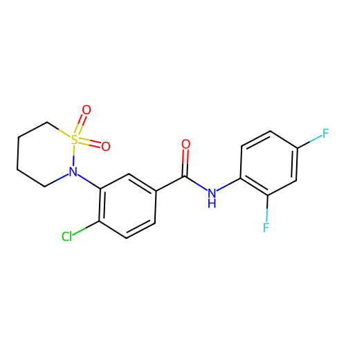 4-chloro-N-(2,4-difluorophenyl)-3-(1,1-dioxido-1,2-thiazinan-2-yl)benzamide structure