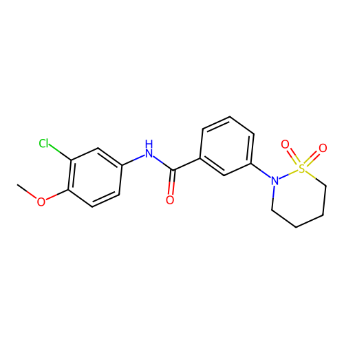 N-(3-chloro-4-methoxyphenyl)-3-(1,1-dioxido-1,2-thiazinan-2-yl)benzamide structure