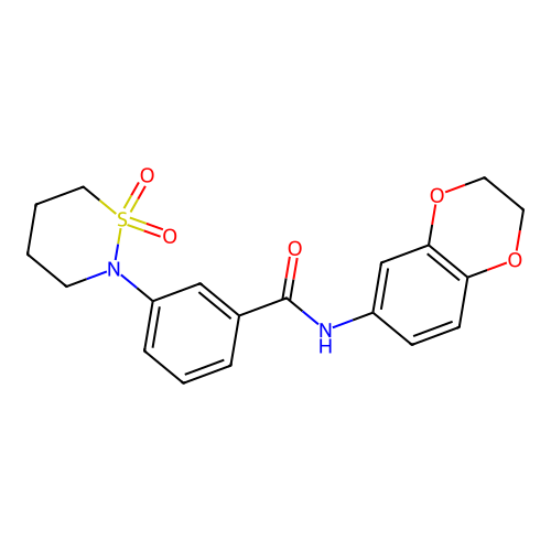N-(2,3-dihydro-1,4-benzodioxin-6-yl)-3-(1,1-dioxido-1,2-thiazinan-2-yl)benzamide structure