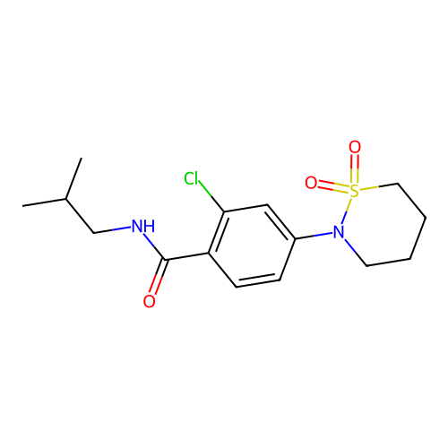 2-chloro-4-(1,1-dioxido-1,2-thiazinan-2-yl)-N-(2-methylpropyl)benzamide structure