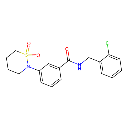 N-(2-chlorobenzyl)-3-(1,1-dioxido-1,2-thiazinan-2-yl)benzamide structure