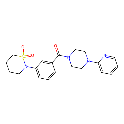 [3-(1,1-dioxothiazinan-2-yl)phenyl]-(4-pyridin-2-ylpiperazin-1-yl)methanone structure