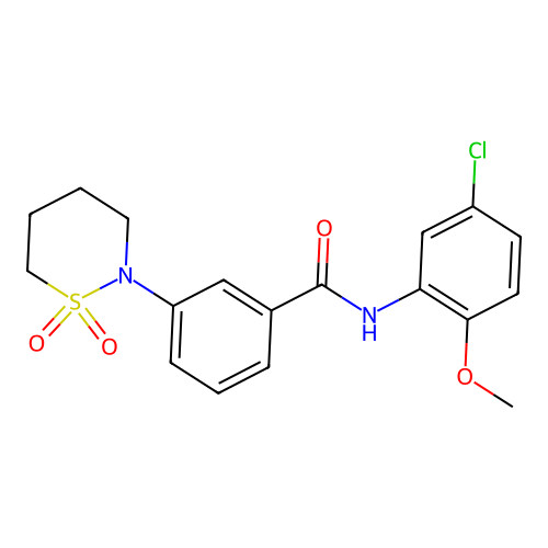 N-(5-chloro-2-methoxyphenyl)-3-(1,1-dioxido-1,2-thiazinan-2-yl)benzamide structure