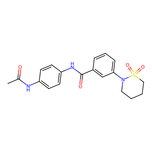 N-[4-(acetylamino)phenyl]-3-(1,1-dioxido-1,2-thiazinan-2-yl)benzamide structure