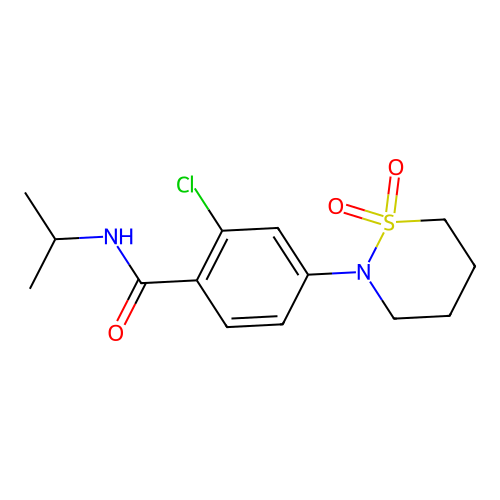 2-chloro-4-(1,1-dioxido-1,2-thiazinan-2-yl)-N-(propan-2-yl)benzamide structure