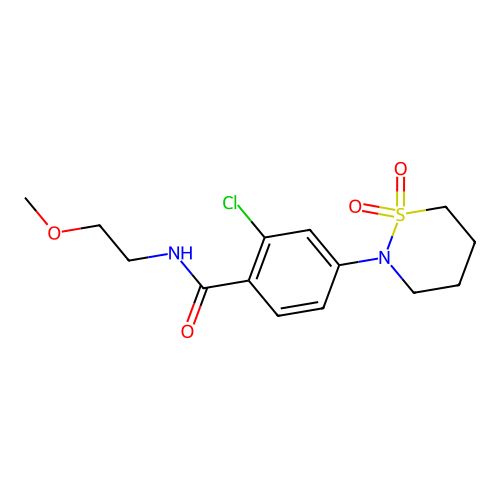 2-chloro-4-(1,1-dioxido-1,2-thiazinan-2-yl)-N-(2-methoxyethyl)benzamide structure
