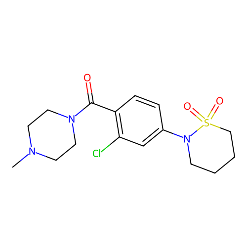 [2-chloro-4-(1,1-dioxothiazinan-2-yl)phenyl]-(4-methylpiperazin-1-yl)methanone structure