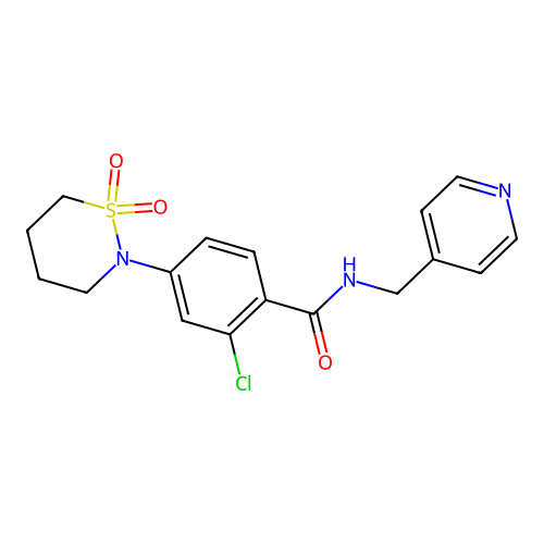 2-chloro-4-(1,1-dioxido-1,2-thiazinan-2-yl)-N-(pyridin-4-ylmethyl)benzamide structure