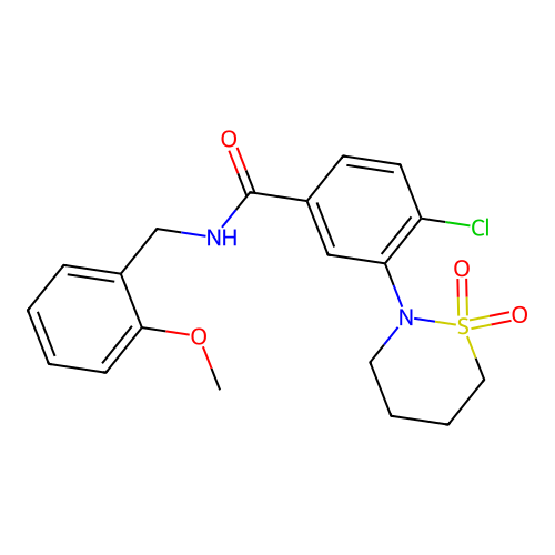 4-chloro-3-(1,1-dioxido-1,2-thiazinan-2-yl)-N-(2-methoxybenzyl)benzamide structure