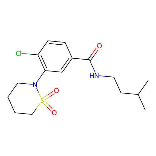 4-chloro-3-(1,1-dioxido-1,2-thiazinan-2-yl)-N-(3-methylbutyl)benzamide structure