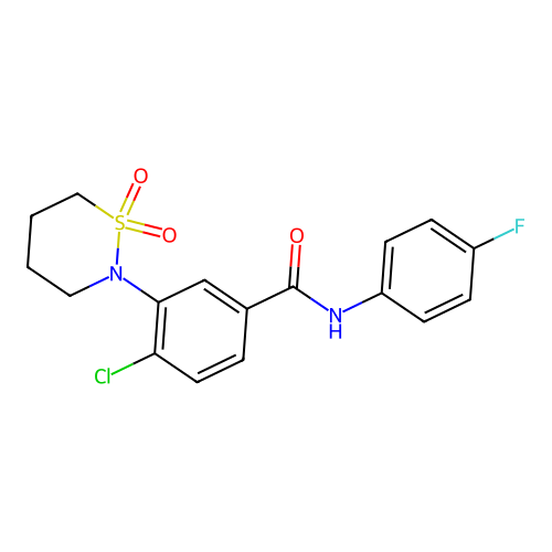 4-chloro-3-(1,1-dioxido-1,2-thiazinan-2-yl)-N-(4-fluorophenyl)benzamide structure