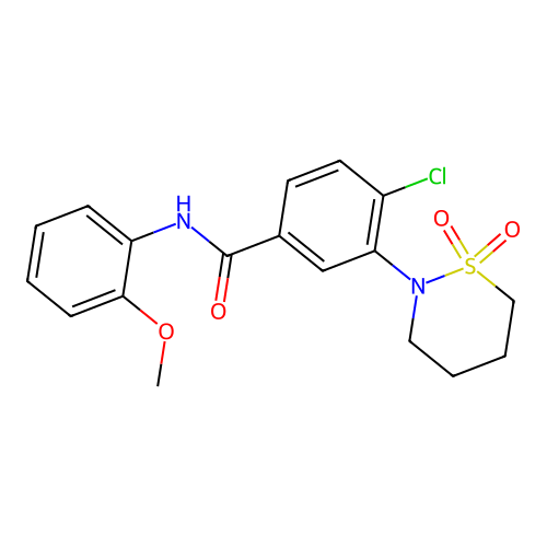 4-chloro-3-(1,1-dioxido-1,2-thiazinan-2-yl)-N-(2-methoxyphenyl)benzamide structure