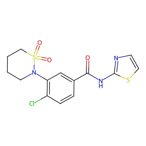 4-chloro-3-(1,1-dioxido-1,2-thiazinan-2-yl)-N-(1,3-thiazol-2-yl)benzamide structure