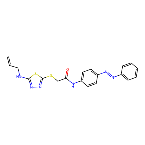 Acetamide, N-[4-(2-phenyldiazenyl)phenyl]-2-[[5-(2-propen-1-ylamino)-1,3,4-thiadiazol-2-yl]thio]- structure