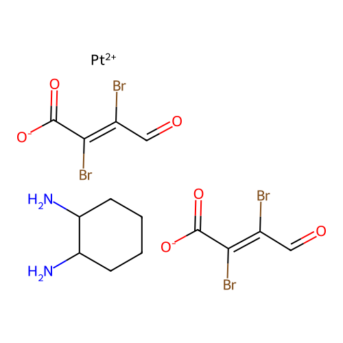 cis-Pt(II)(DDH)bis(mucobromic acid) structure