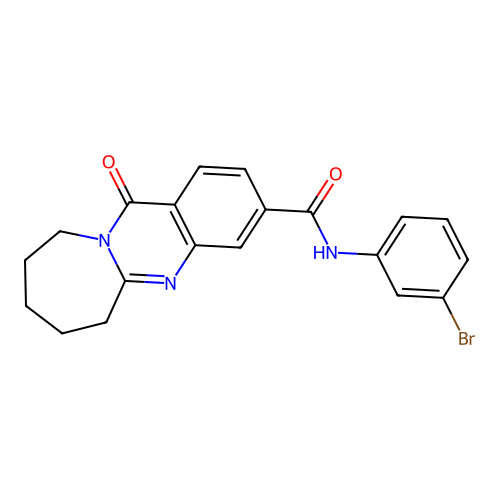 N-(3-bromophenyl)-12-oxo-6,7,8,9,10,12-hexahydroazepino[2,1-b]quinazoline-3-carboxamide structure
