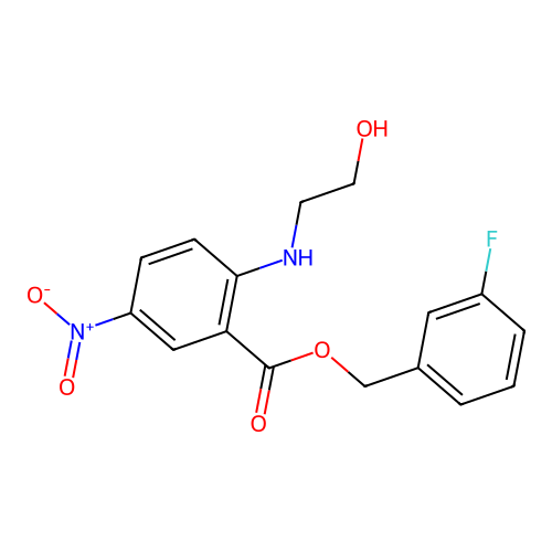 (3-Fluorophenyl)methyl2-[(2-hydroxyethyl)amino]-5-nitrobenzoate structure