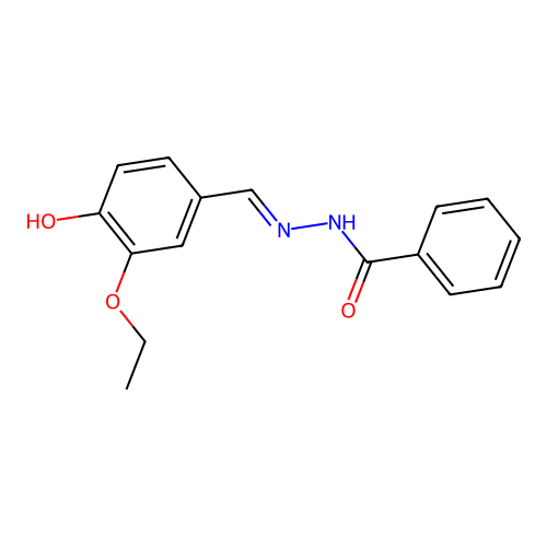 N-[(3-ethoxy-4-hydroxyphenyl)methylideneamino]benzamide structure