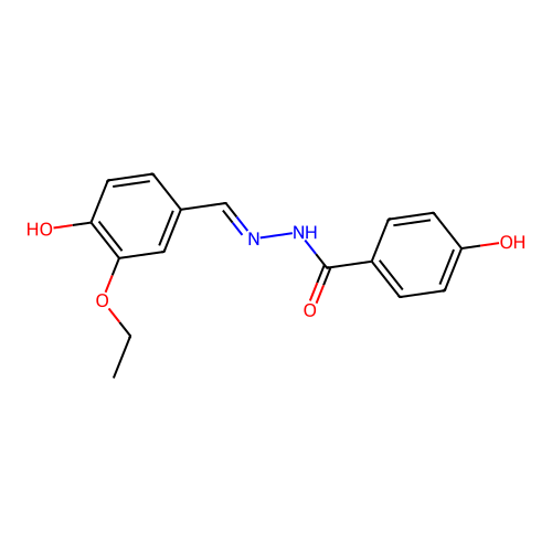 N-[(3-ethoxy-4-hydroxyphenyl)methylideneamino]-4-hydroxybenzamide structure