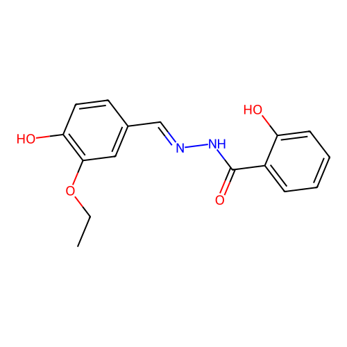 N-[(3-ethoxy-4-hydroxyphenyl)methylideneamino]-2-hydroxybenzamide structure