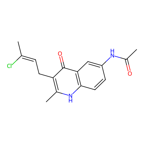 N-{3-[(2Z)-3-chlorobut-2-en-1-yl]-4-hydroxy-2-methylquinolin-6-yl}acetamide structure