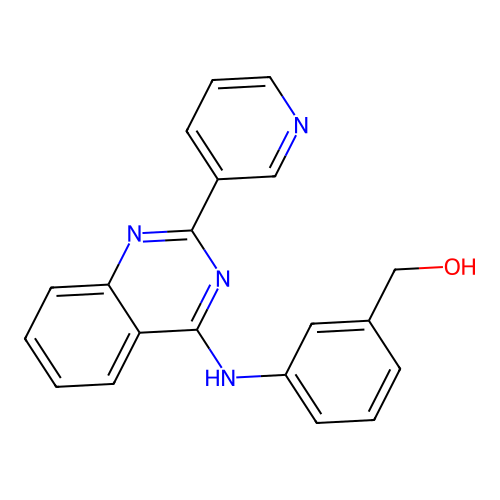 (3-((2-(Pyridin-3-yl)quinazolin-4-yl)amino)phenyl)methanol structure