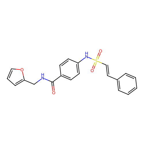 N-(furan-2-ylmethyl)-4-[[(E)-2-phenylethenyl]sulfonylamino]benzamide structure
