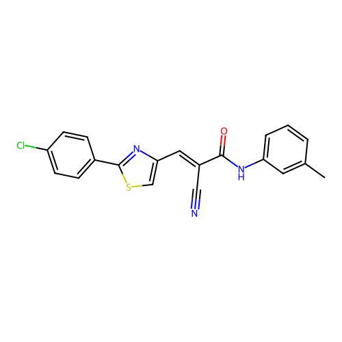 (E)-3-[2-(4-chlorophenyl)-1,3-thiazol-4-yl]-2-cyano-N-(3-methylphenyl)prop-2-enamide structure