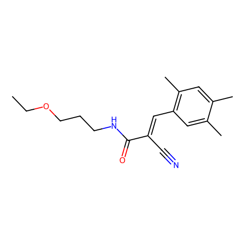 (E)-2-cyano-N-(3-ethoxypropyl)-3-(2,4,5-trimethylphenyl)prop-2-enamide structure