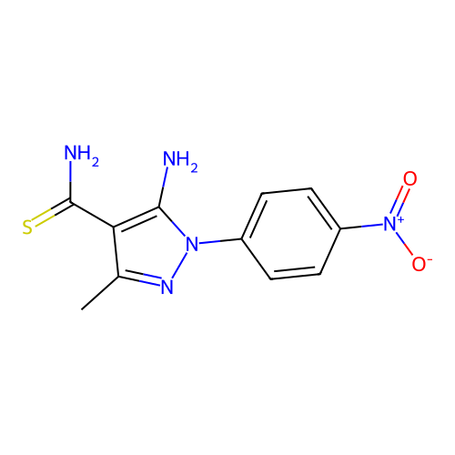 5-Amino-3-methyl-1-(4-nitrophenyl)pyrazole-4-carbothioamide structure