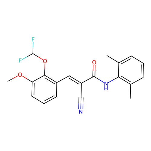 (E)-2-cyano-3-[2-(difluoromethoxy)-3-methoxyphenyl]-N-(2,6-dimethylphenyl)prop-2-enamide structure