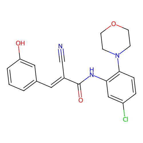 N-[5-chloro-2-(morpholin-4-yl)phenyl]-2-cyano-3-(3-hydroxyphenyl)prop-2-enamide structure