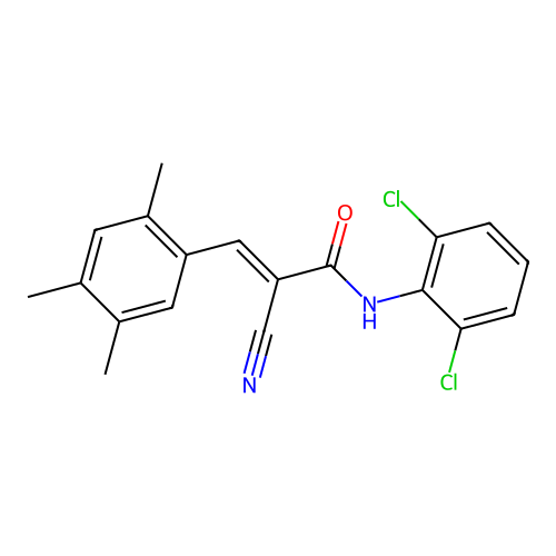 (E)-2-cyano-N-(2,6-dichlorophenyl)-3-(2,4,5-trimethylphenyl)prop-2-enamide structure
