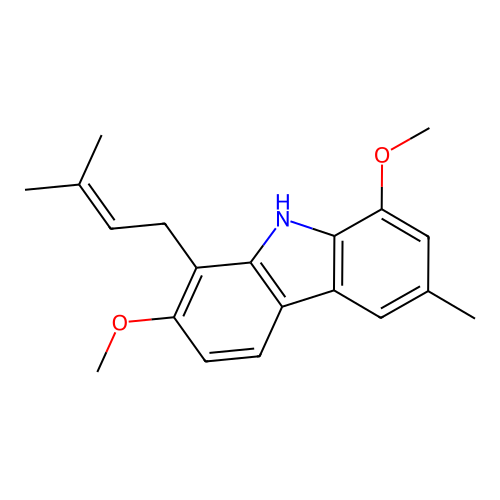 1,7-Dimethoxy-3-methyl-8-(3-methylbut-2-enyl)-9H-carbazole structure