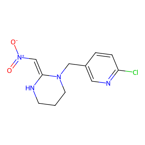 (E)-1-((6-chloropyridin-3-yl)methyl)-2-(nitromethylene)-hexahydropyrimidine structure