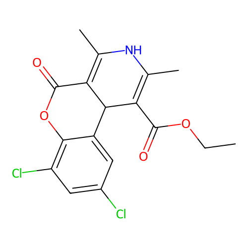 ethyl 7,9-dichloro-2,4-dimethyl-5-oxo-3,10b-dihydrochromeno[3,4-c]pyridine-1-carboxylate structure