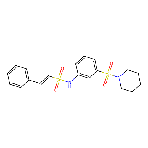 2-phenyl-N-[3-(piperidine-1-sulfonyl)phenyl]ethene-1-sulfonamide structure