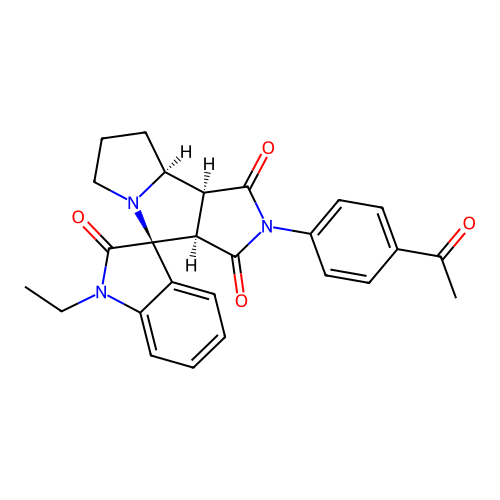 (3aR,4S,8aS,8bS)-2-(4-acetylphenyl)-1'-ethylspiro[3a,6,7,8,8a,8b-hexahydropyrrolo[3,4-a]pyrrolizine-4,3'-indole]-1,2',3-trione structure