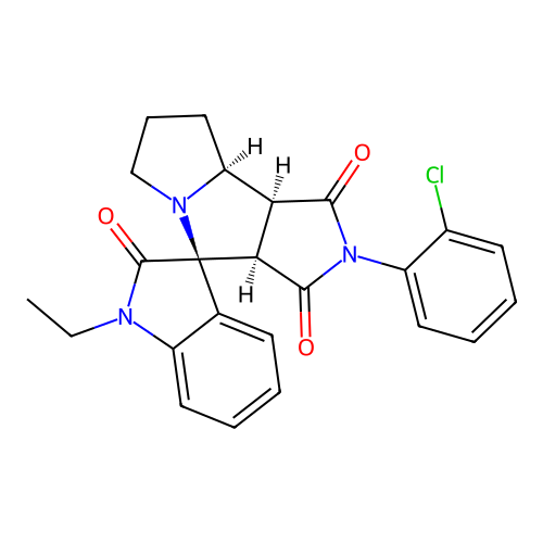 (3aR,4S,8aS,8bS)-2-(2-chlorophenyl)-1'-ethylspiro[3a,6,7,8,8a,8b-hexahydropyrrolo[3,4-a]pyrrolizine-4,3'-indole]-1,2',3-trione structure