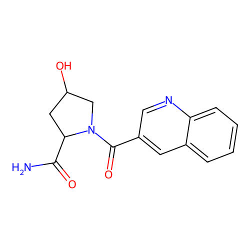 4-Hydroxy-1-(quinoline-3-carbonyl)pyrrolidine-2-carboxamide structure