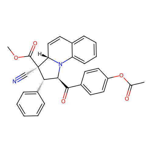 (1R,2R,3R,3aS)-methyl 1-(4-acetoxybenzoyl)-3-cyano-2-phenyl-1,2,3,3a-tetrahydropyrrolo[1,2-a]quinoline-3-carboxylate structure